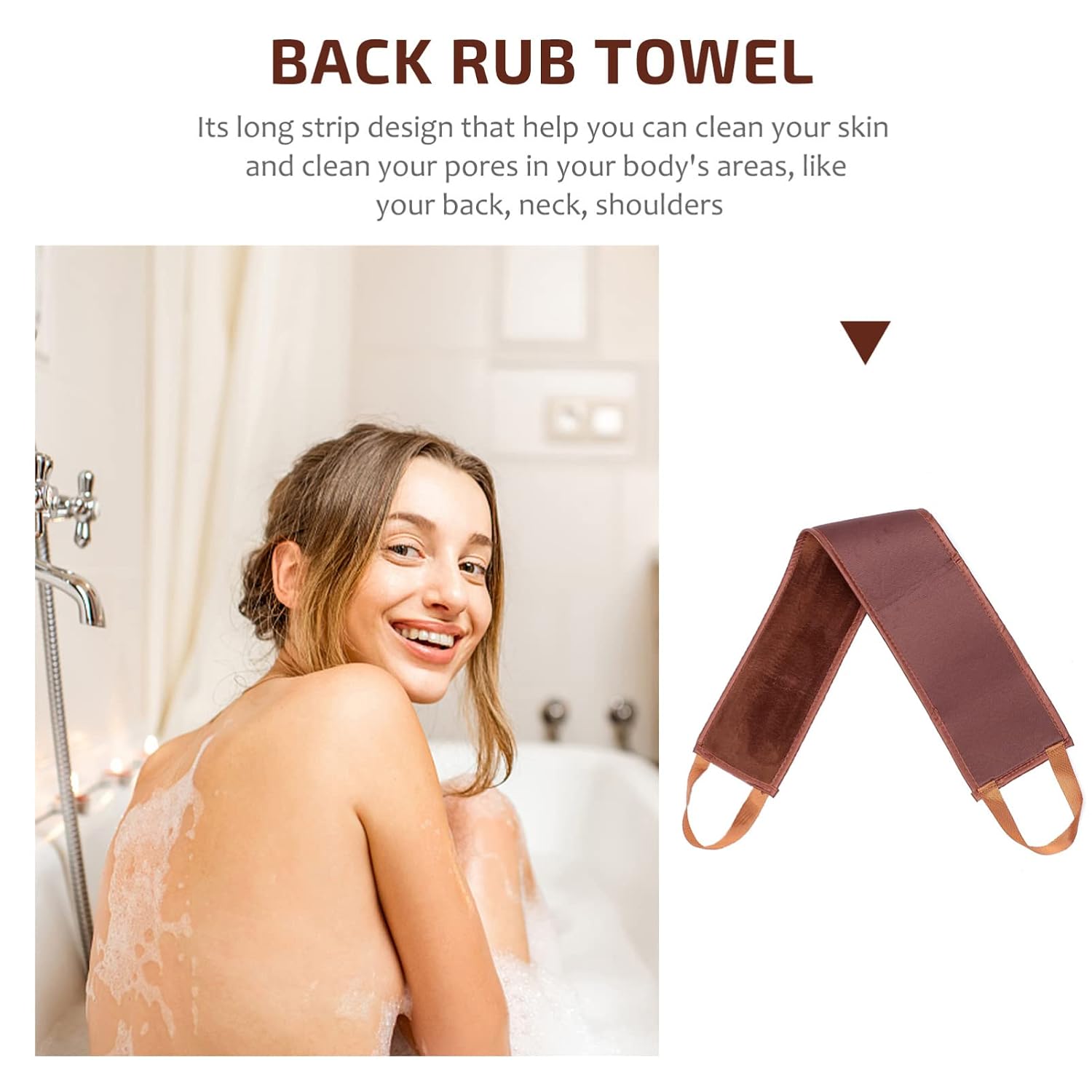 Vaguelly 1Pc Back Wiping Belt for Lotion Application Self Wiping Tool for Back Massage Brown Long Strip for Shower Spa Use Relax Tension
