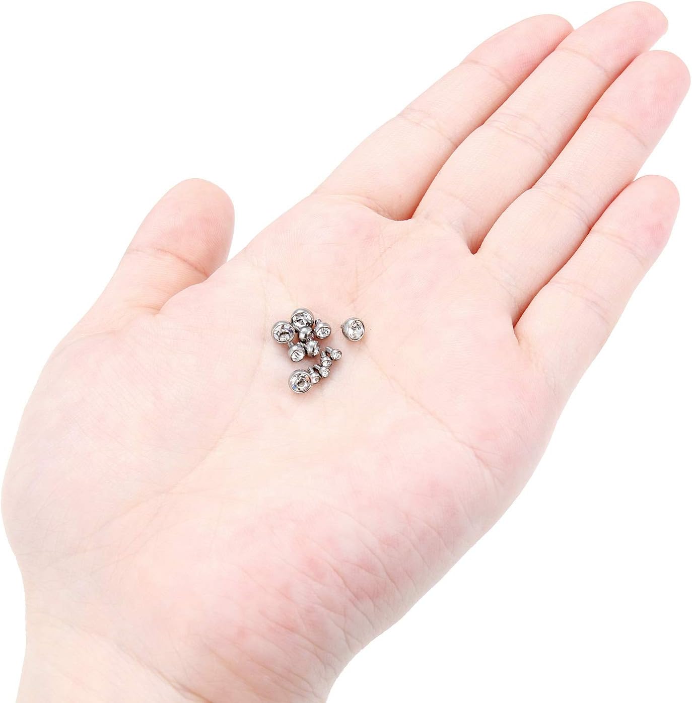 12PCS 14G Grade 23 Titanium Dermal Anchor Tops Internally Threaded Clear Gem for Women Men