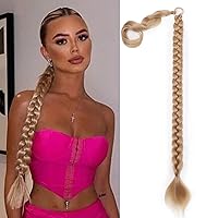 Vista 14 de Extensiones de cabello sintético de 32 pulgadas de largo trenzadas para mujer, extensiones de cabello lacio envolvente con banda para el cabello