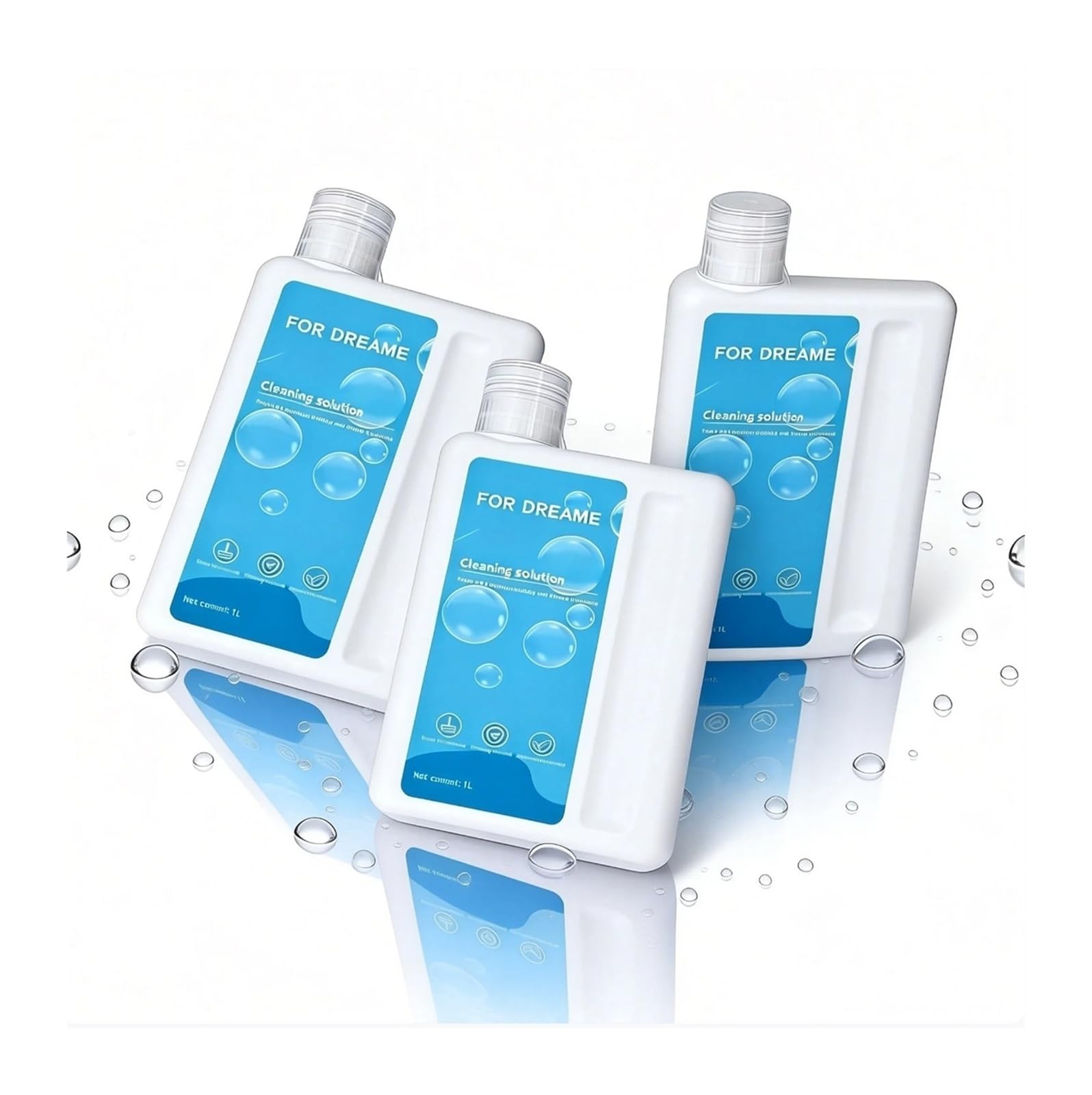 Compatible con aspiradoras robot MOVA, P10, P50 Pro Ultra, S10 Plus, solución limpiadora for pisos de madera, fórmula limpieza multisuperficie baja en espuma, paquete 3 botellas 1 litro