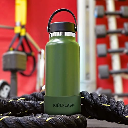 Miniatura 7 de FJULflask - Botella de agua aislada al vacío de 32 onzas, taza térmica de acero inoxidable, tapa de boca ancha, tapa de rosca y tapa de rosca, la