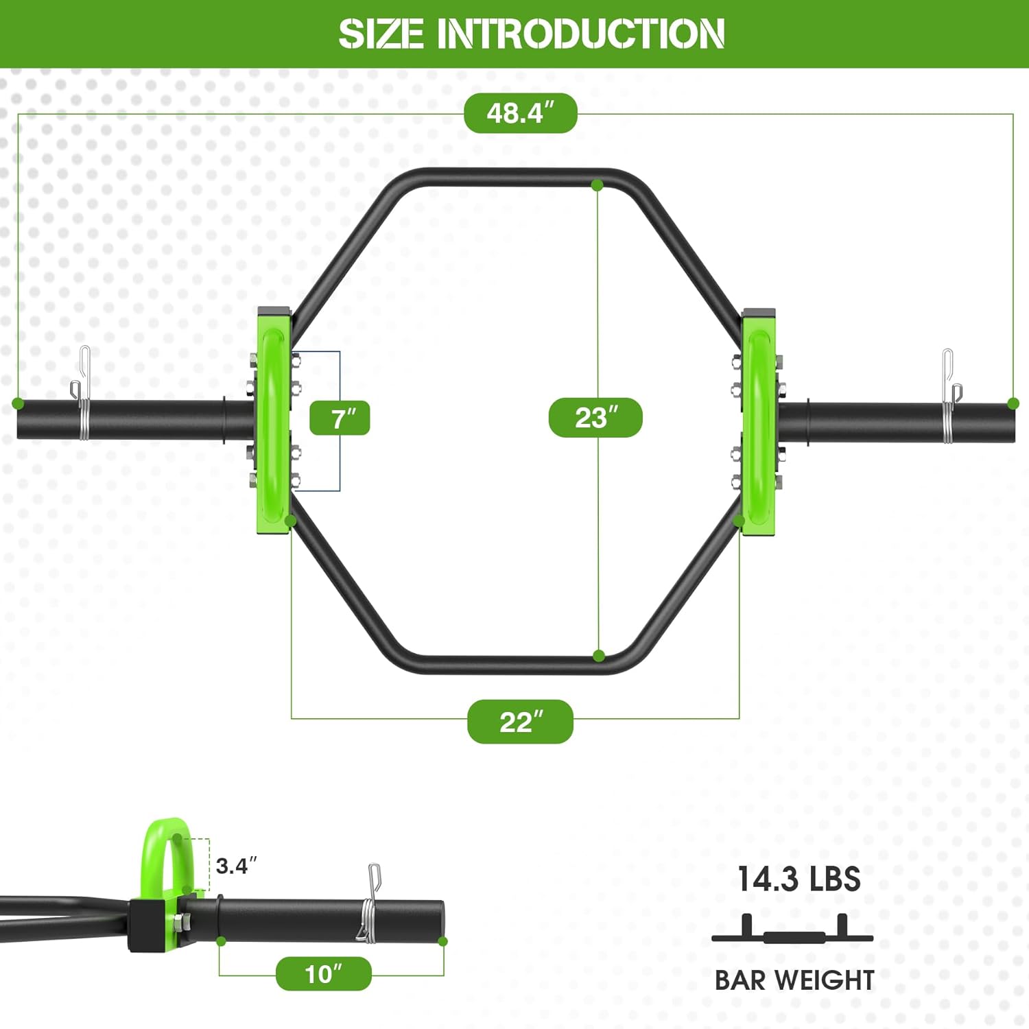 Hex Trap Bar 2-Inch Olympic Weightlifting Barbell,48.6" Deadlift Bar for Squats,Shrugs,Push-Ups,400Lbs Weight Capacit Suitable Home Gym Equipment Workouts for Beginners,Women,Men-New Version