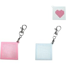 2 PCS Mini Cross Stitch Keychain, 3D Printed Stitching Plates, Double-sided Design, Portable DIY Embroidery Project
