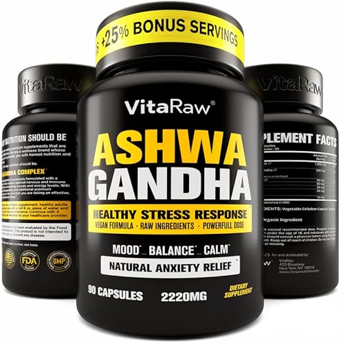 𝗪𝗜𝗡𝗡𝗘𝗥 - 𝗢𝗥𝗚𝗔𝗡𝗜𝗖 𝟮𝟮𝟬𝟬 𝗺𝗴 Organic Ashwagandha Capsules - Ashwagandha Root Powder - Mood Support - Stress Relief Support Supplement - Valerian Root, KSM 66 Ashwagandha, Artichoke Leaf