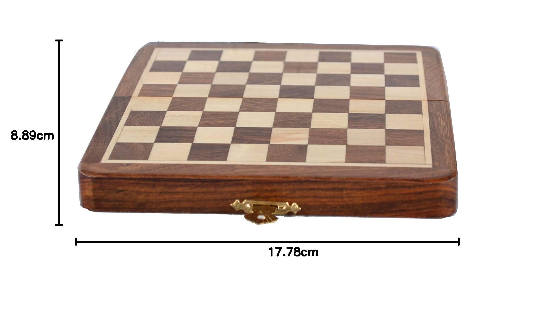 Chess Bazar – 18 cm x 18 cm großes magnetisches Holz-Schachspiel mit Staunton-Schachfiguren – klappbares Spielbrett mit Stauraum