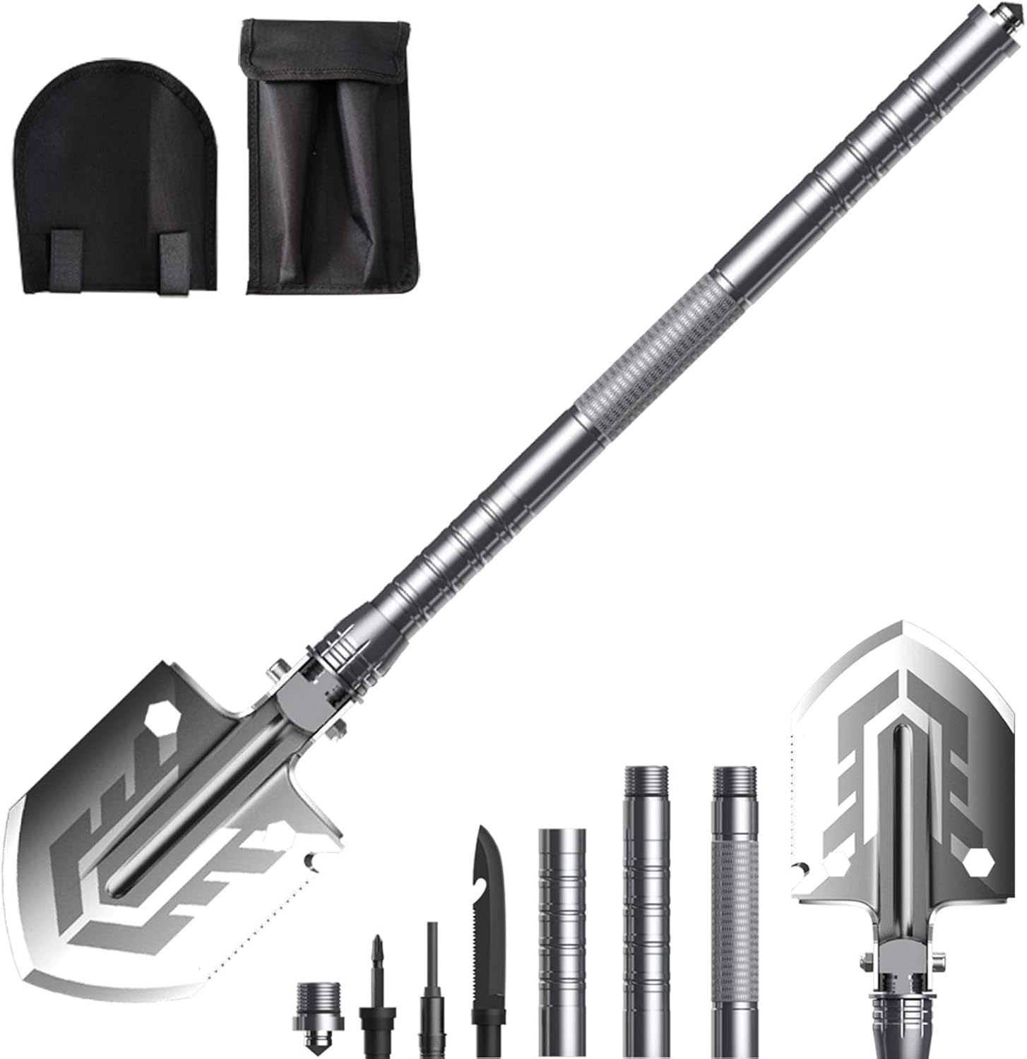 Folding Shovel, Multifunctional Military Camping Shovels Lengthened Handle Survival