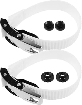 VANZACK Roller Skate Buckle Strap Replacement with Screws for Secure Fit Durable Inline Skate Accessories 11.02In White Fixing Buckle for Roller Shoe Supplies