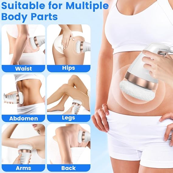 Cellulite Massager, Lymphatic Drainage Massager with 3 Massage Heads & 6 Washable Pads, Body Sculpting Machine, Handheld nti Cellulite Remover Massager for Whole Body Parts