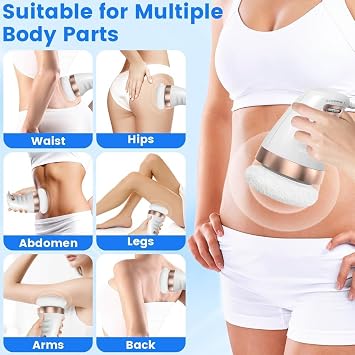 Cellulite Massager, Lymphatic Drainage Massager with 3 Massage Heads & 6 Washable Pads, Body Sculpting Machine, Handheld nti Cellulite Remover Massager for Whole Body Parts