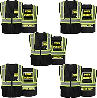 Vista 10 de Chaleco de seguridad reflectante de malla con logotipo personalizado Clase 2 con 5 bolsillos y cremallera