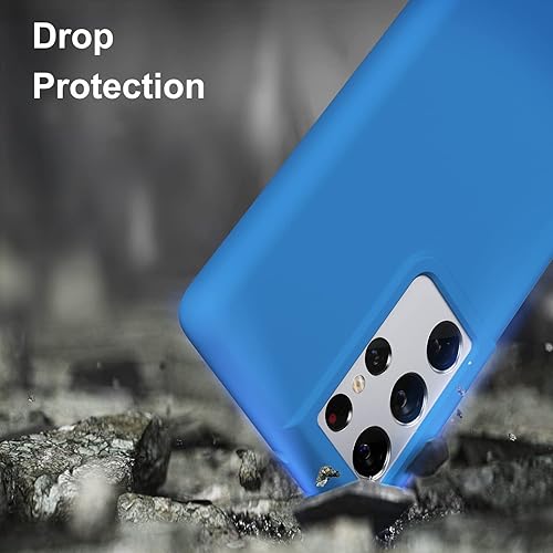 Miniatura 6 de E Segoi Diseñada para Galaxy S21 Ultra, funda de goma de gel de silicona líquida a prueba de golpes, cojín de forro de tela de microfibra suave