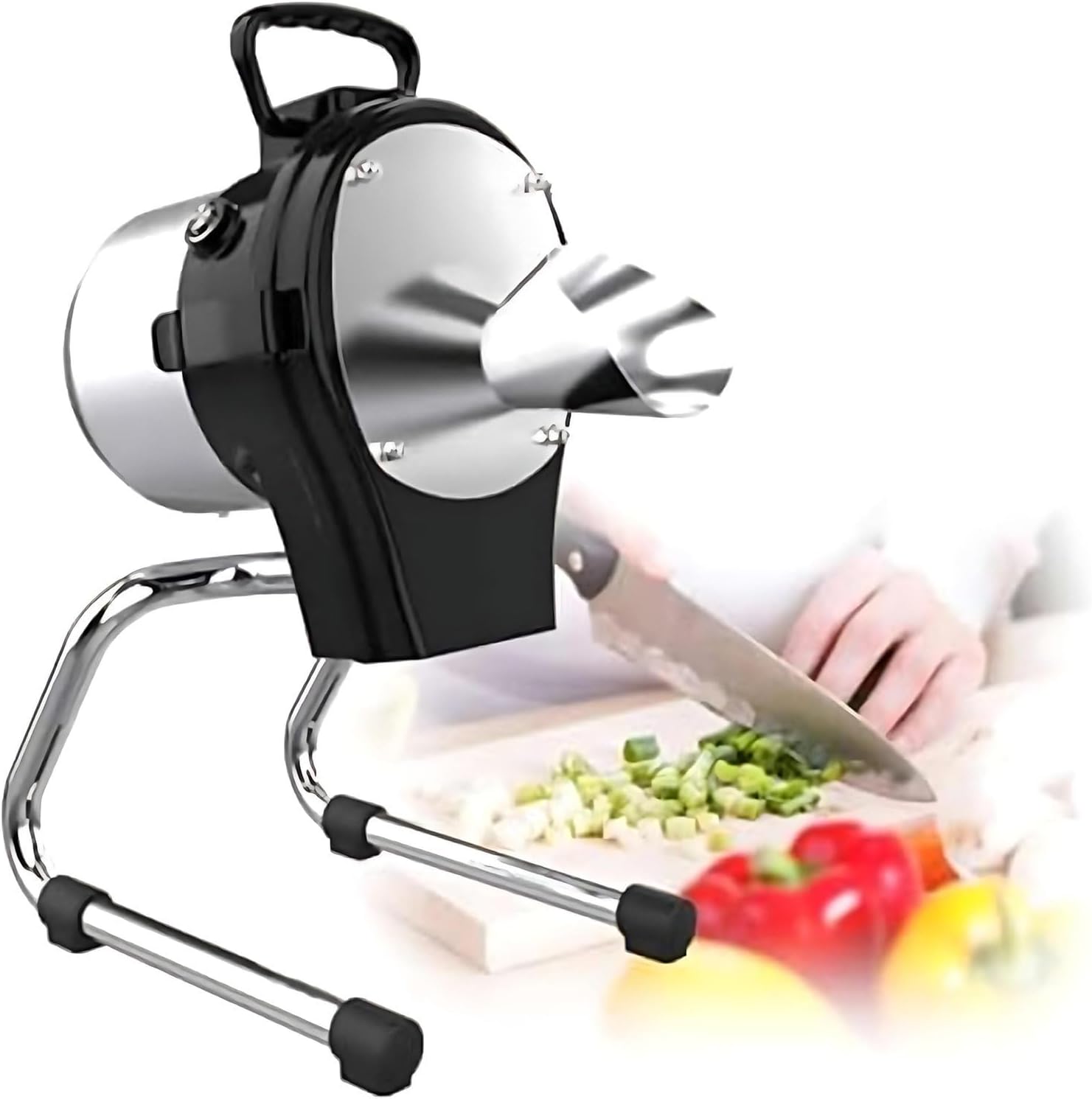 Commercial Electric Vegetable Slicer & Chopper, Adjustable Thickness Stainless Steel Shredder, High-Speed Cutter for Efficient Food Prep, Detachable Design for Easy Cleaning