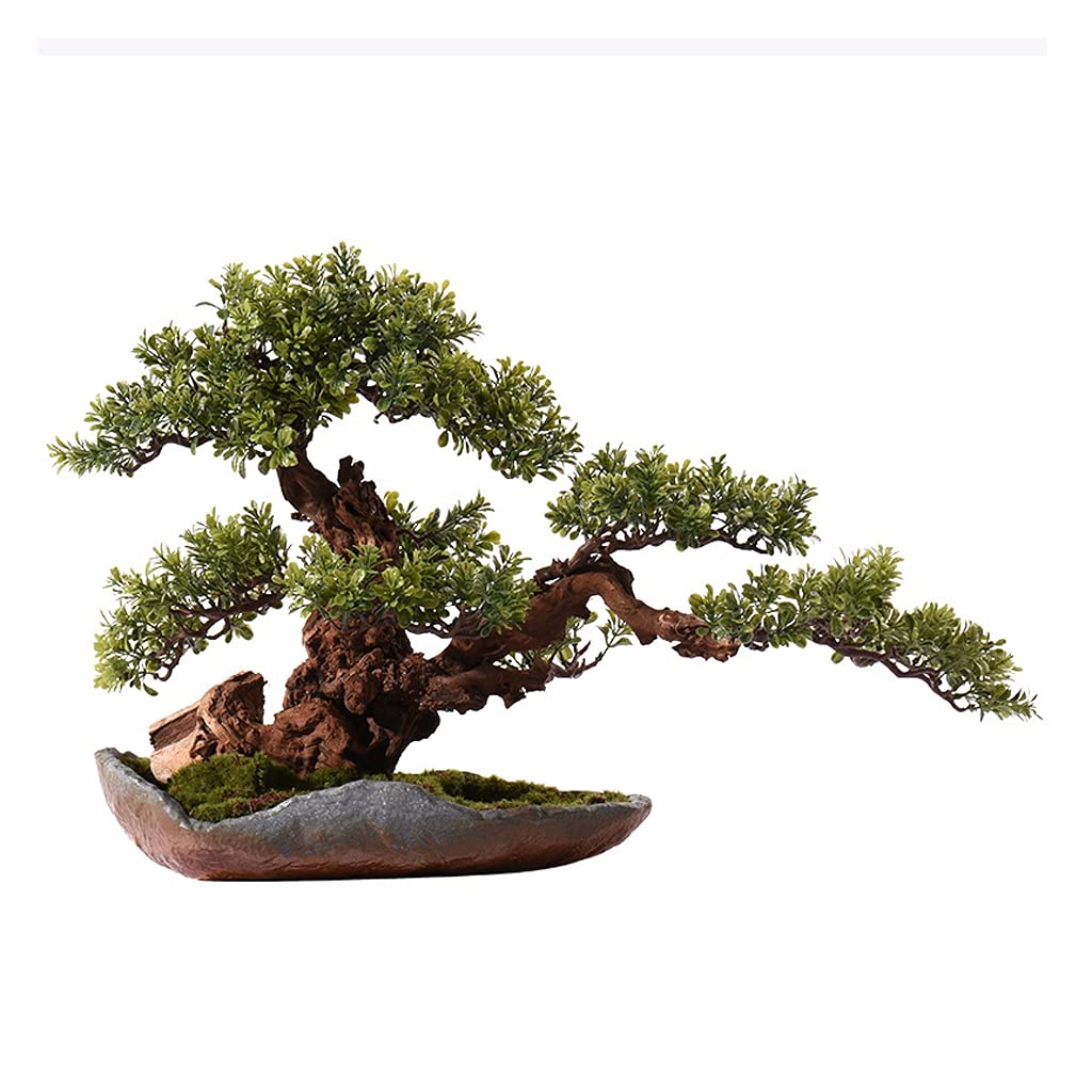 GTHTUHFD Simulation Tree Artificial Bonsai Tree Creative Ceramic Flowerpot Artificial Moss Fake Green Plant Potted Decorations