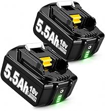 2X 18V 5.5Ah/5000mAh Ersatzakku für makita akku Kompatibel BL1860B BL1850B BL1840 BL1830 BL1815 BL1845 BL1890 BL1415 BL1430 BL1440 BL1835 194205-3 LXT-400 with LED Werkzeugakku.