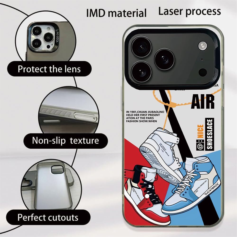 Sports Shoes & Snake Case Compatible with iPhone 17 Pro Max Case for Boys, Aesthetic Brand Sneakers Cool Off Sign White Pattern Non-Slip Protective Phone Cover - Image 2