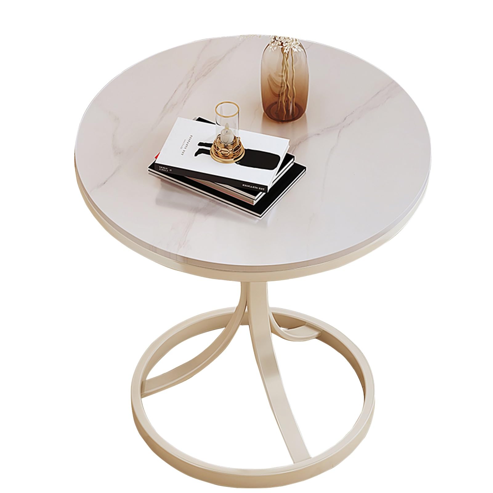 Table d'appoint pour petits espaces ronds résolvant le manque de rangement salon