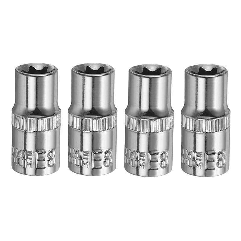 Jogo de Soquetes E-Torx E8 HARFINGTON com Encaixe de 6,35 mm (1/4 pol.) e 25 mm de Comprimento, 4 peças