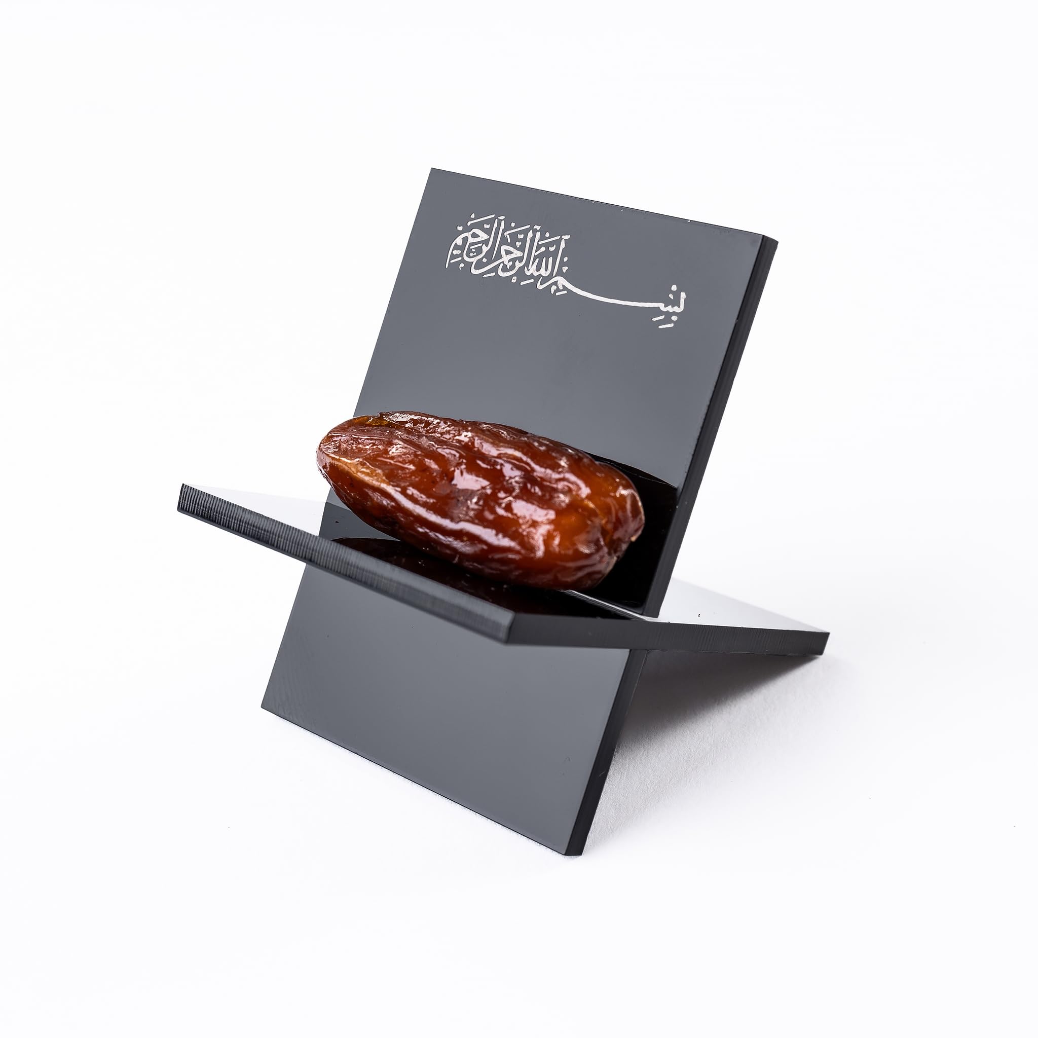 ErYa Date Plate Date Stand Date Holder Made of High-Quality Plexi, Elegant Storage and Display of Dates, Ideal for Kitchen, Ramadan, Bismillahirrahmanirrahim (12, Black)