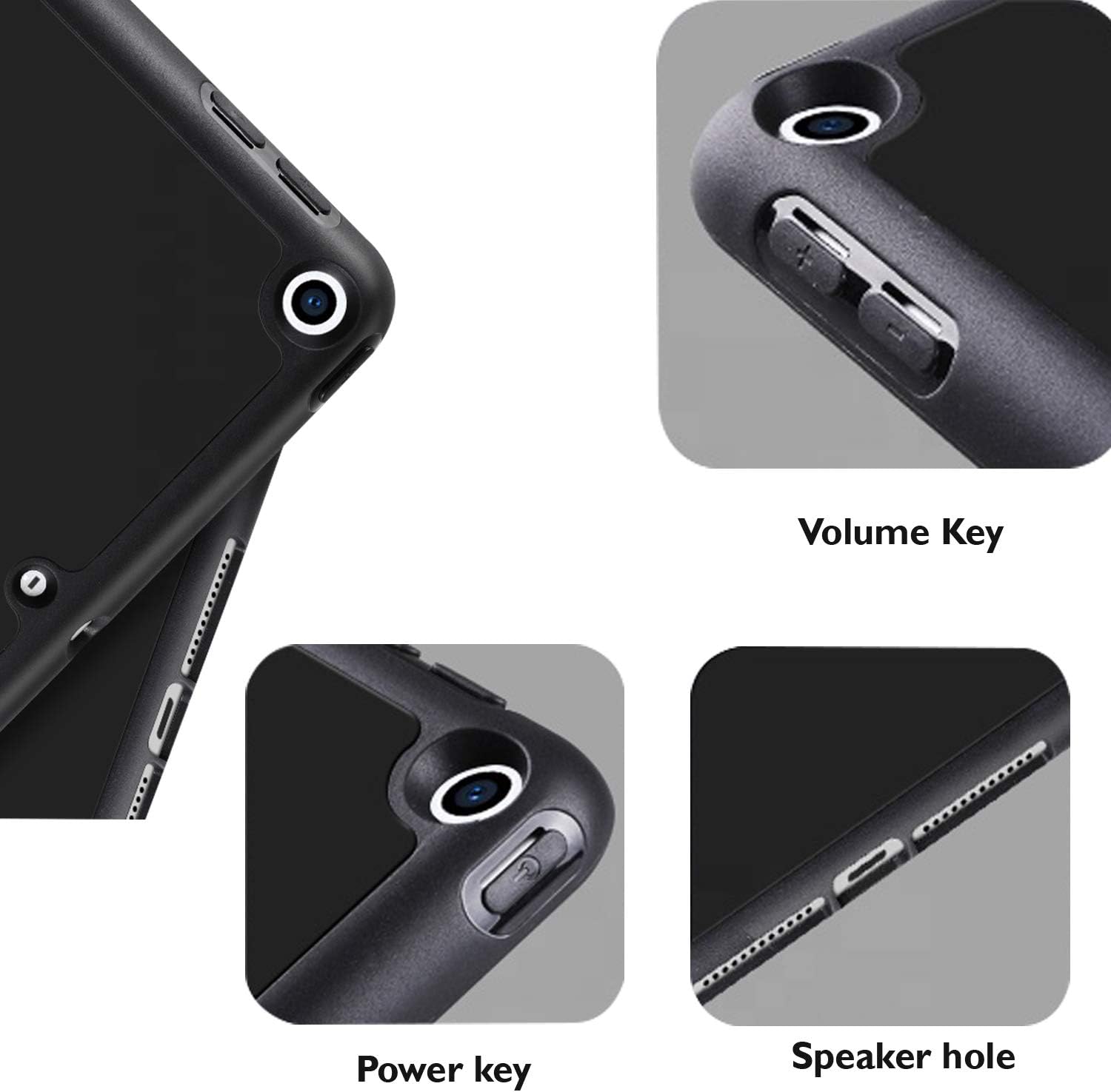 DuraSafe Cases for iPad PRO 11 Inch 1 Gen 2018 [ PRO 11 1st ] A1980 A1934 MU0T2LL/A MU0Y2LL/A MTXN2LL/A MTXP2LL/A Protective Durable Shock Proof TPU Silicone Back Case with Pencil Holder - Black