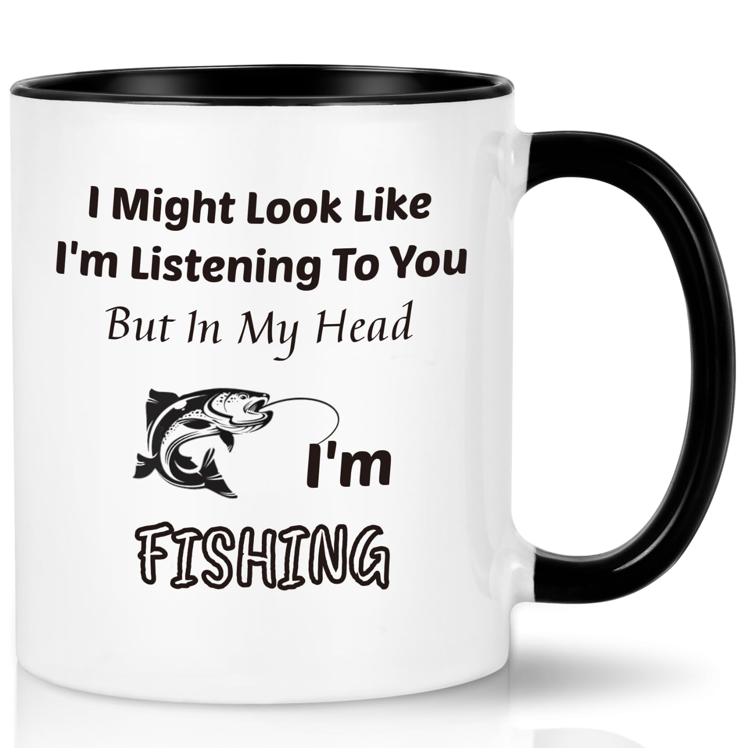 Joymaking Fishing Gifts for Men Coffee Mug - in My Head I'm Fishing - Funny Gift for Men Fish Mug Mens Novelty Gifts for him Birthday Gift, 11Oz White โ image 1