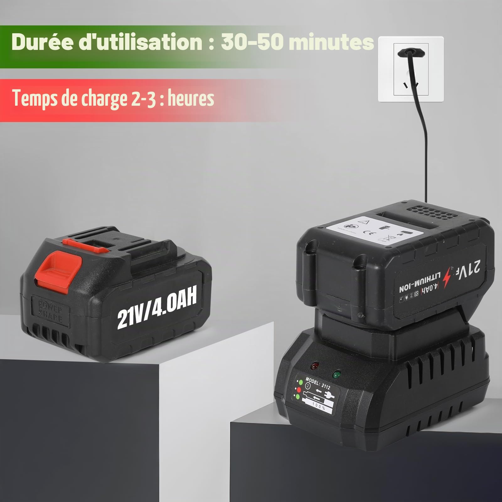 Tronconneuse Batterie 16 Pouces, 2200 W Tronçonneuse Électrique sans Fil avec 2 batteries de 4.0Ah, Écran LCD et Lubrification Automatique de La Pompe à Huile, pour Coupe Bois