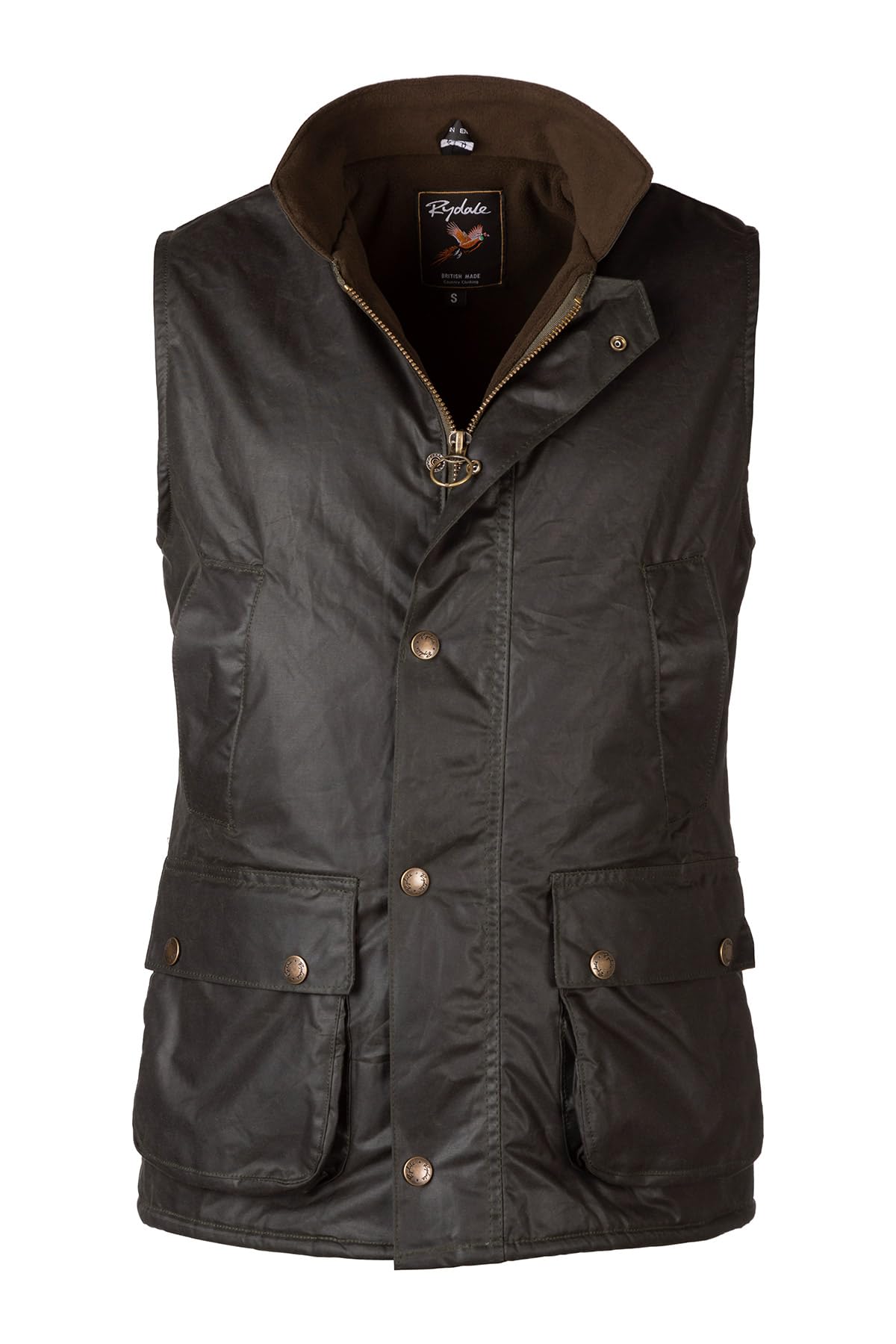 Men's Fleece Lined Wax Waistcoat Waxed Gilet Sleeveless Jacket Olive (UK, Alpha, XXL, Regular, Regular, Olive)