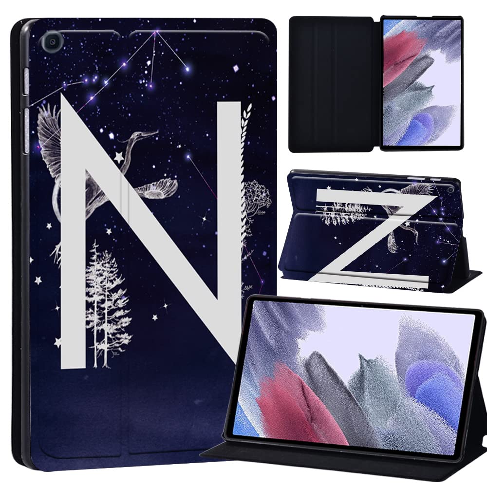 Space Initial Letter Printed Case for Samsung Galaxy Tab S8 (SM-X700 / X706) / S7 11 inch (T870 / T875), Thin Premium PU Leather Folio Case Cover for Galaxy S8 / S7 11" Tablet (SpaceN)