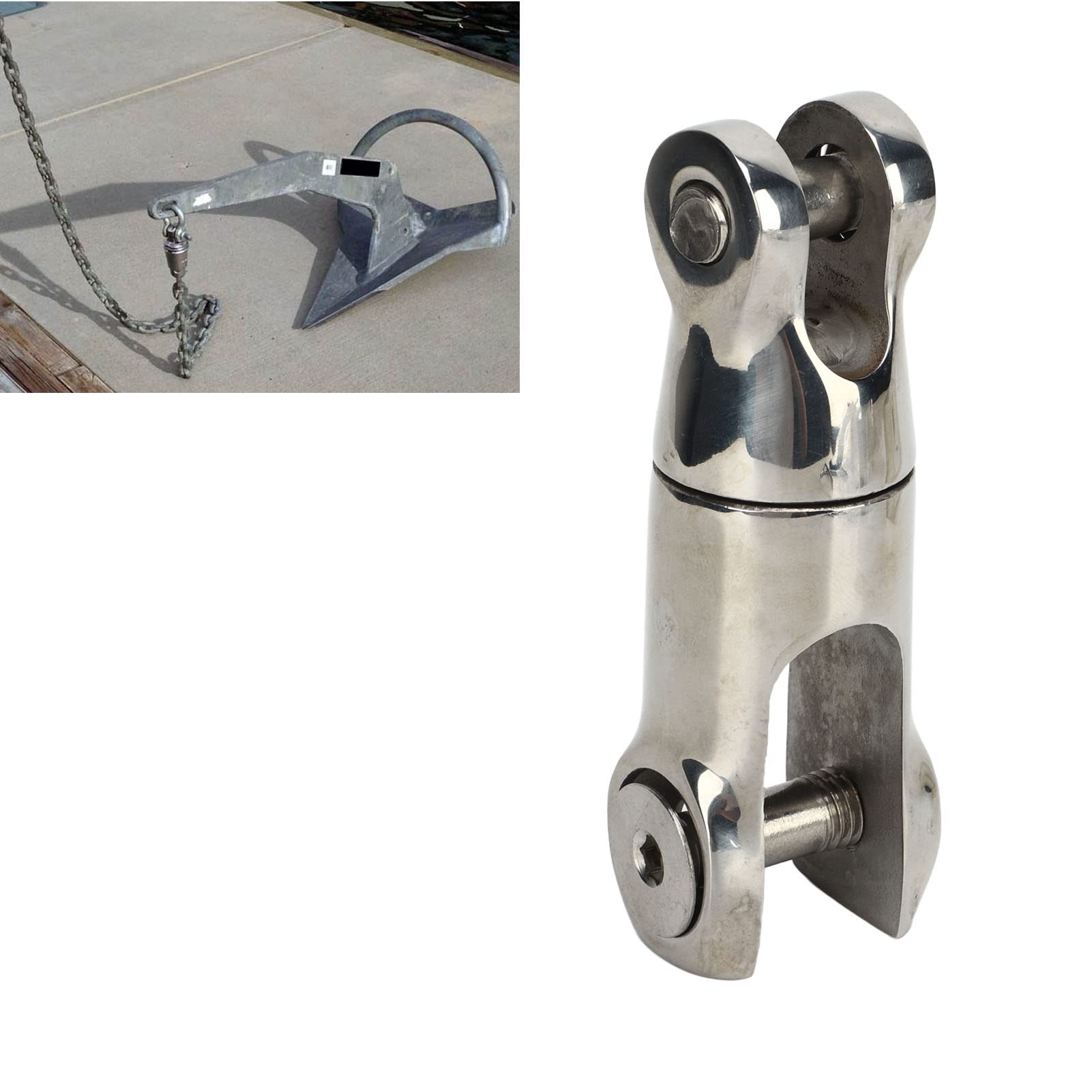 Connecteur pivotant pour ancre de bateau emerillon inox 12 mm chaîne de 10 à 12 mm en acier inoxydable 316, connecteur de chaîne d'ancre marine résistant à la nan