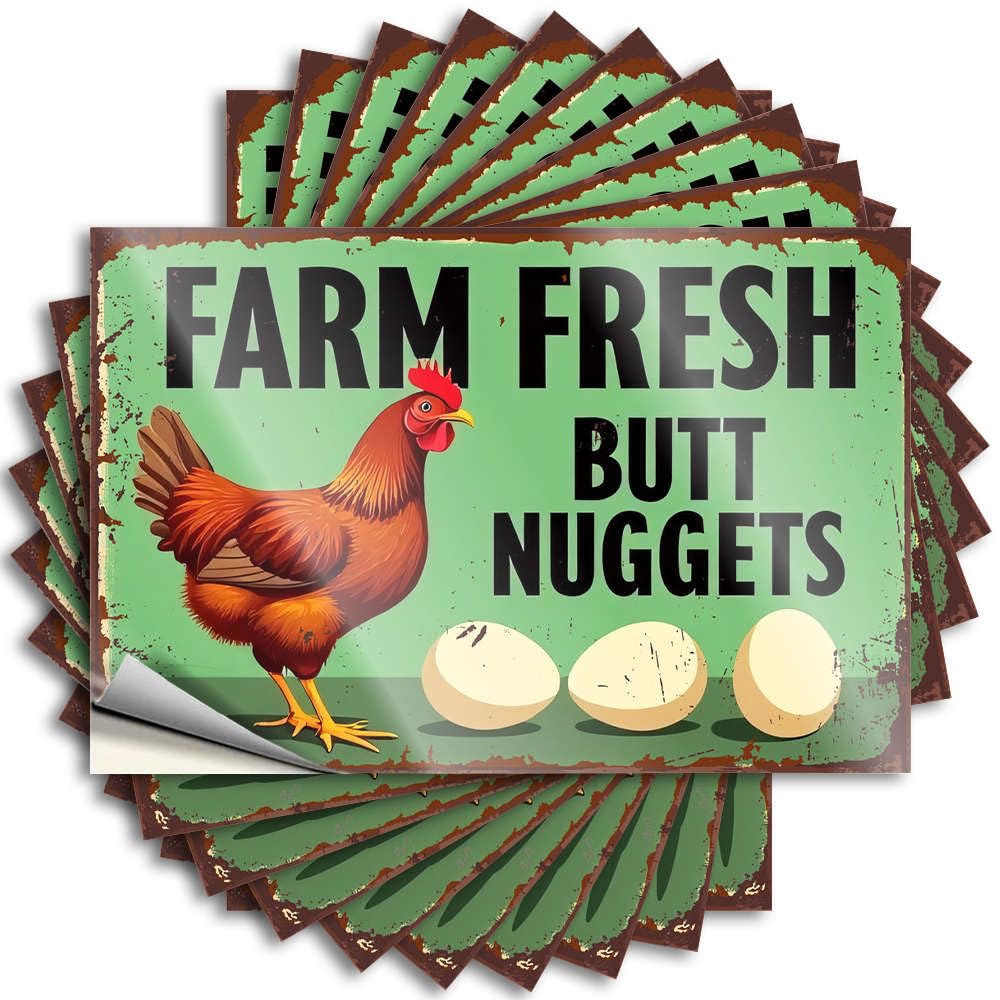 Farm Fresh Butt Nuggets Decal Outdoor Porch Decor | Fall Garage Removable Decal Pack(6X9CM)