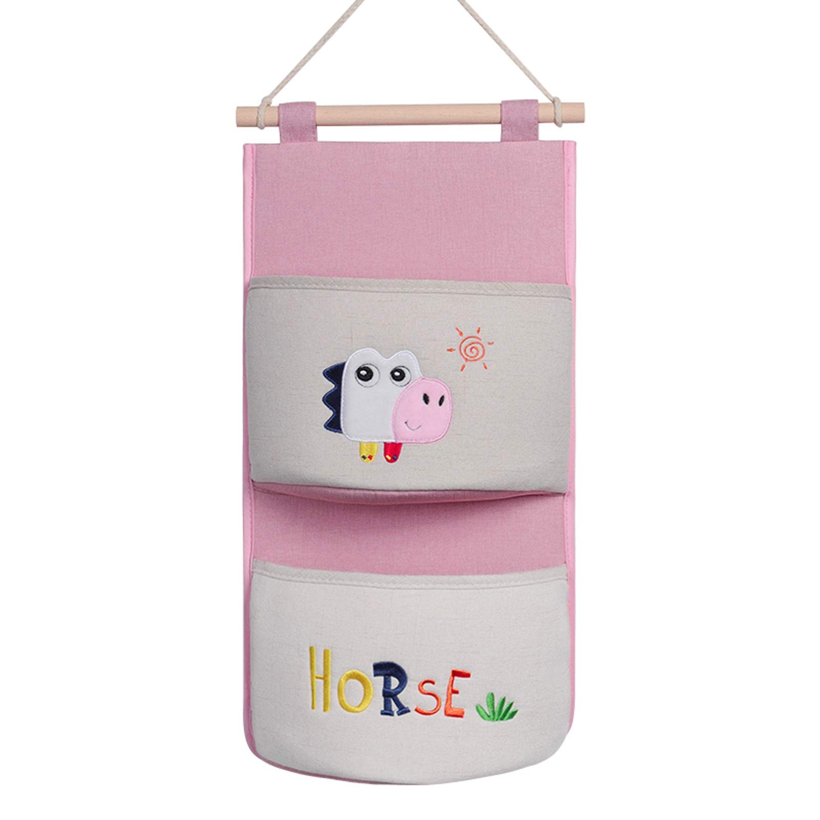 Portaoggetti da appendere al muro, Borsa portaoggetti in tessuto montata a parete sopra la porta Borsa portaoggetti da appendere ad alta capacità Tasca for decorazione da parete con simpatico ricamo(P