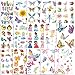 Qpout 180pcs Niños flash tatuaje, flash tatuaje temporal flor hada/disney princesa/mariposa/animal tatuaje pegatina, regalo de cumpleaños para niñas y niños,relleno de bolsa de regalo recompensa
