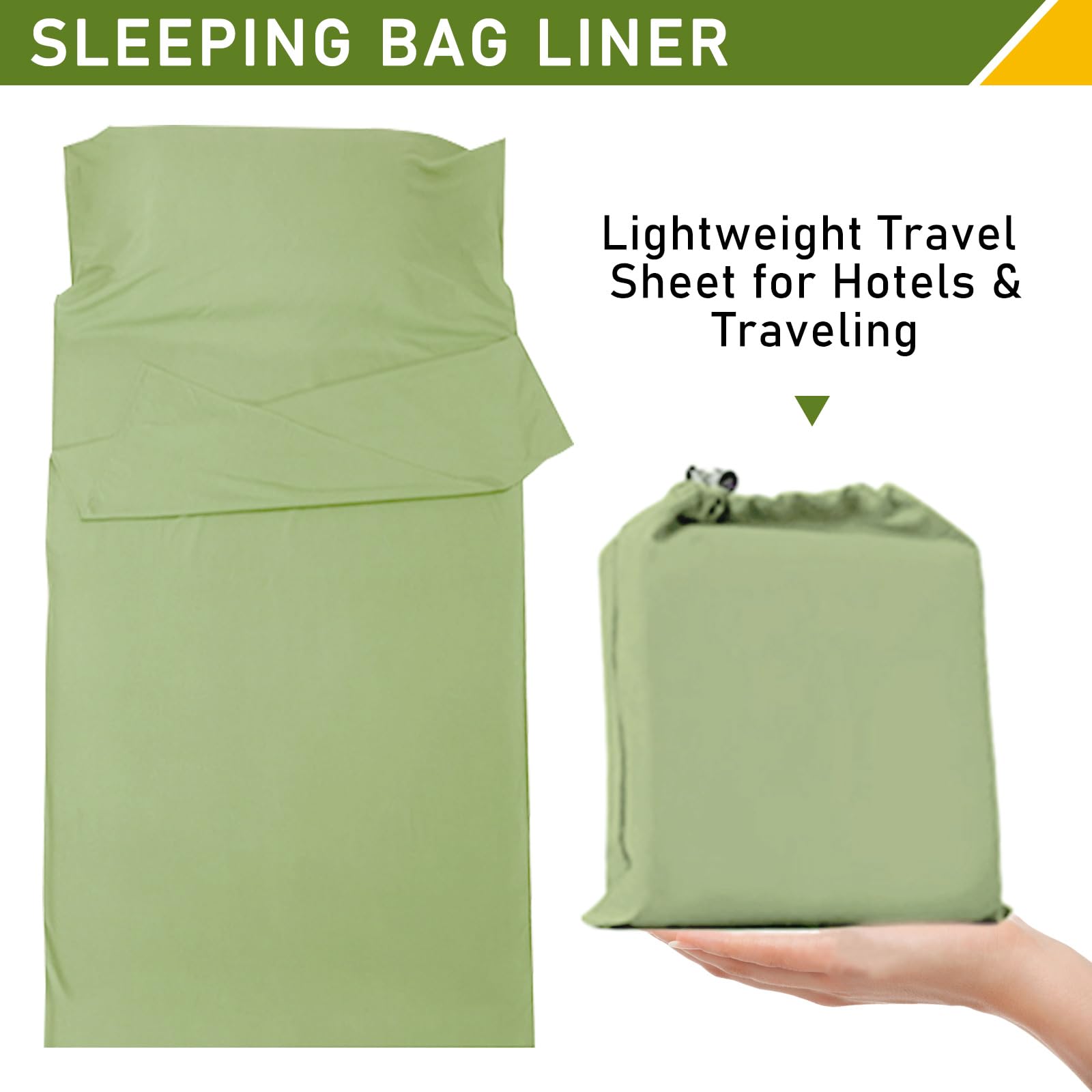 Sleeping Bag Liner - Lightweight, Compact & Portable Adult Sleeping Bag Liner,Lightweight Travel Sheet for Hotels & Traveling, Suitable for All Seasons, Camping, Backpacking, Hiking