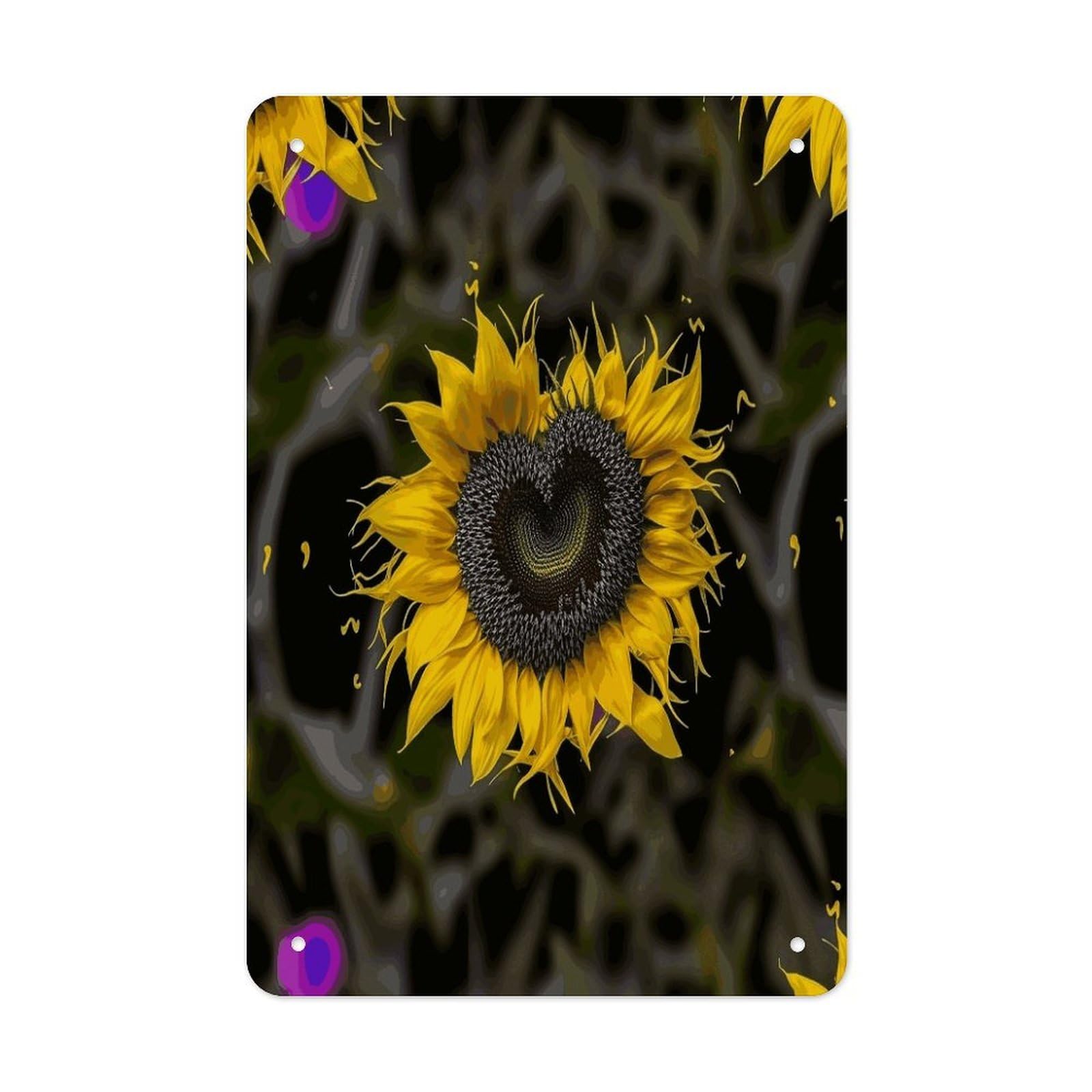Btcowzrv Style Heart Shaped Sunflower Metal Tin Sign Wall Decor Hanging Plaque