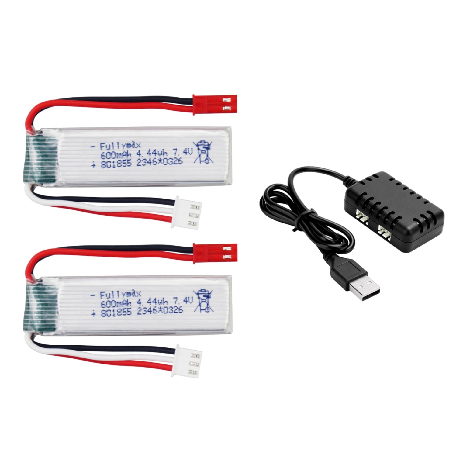 Fytoo 2PCS 2S 7.4V 600mAh Li-ion Battery with 2-in-1 Charger for XK A280 A160 A300 RC Airplanes Fixed Wing Battery Gliders Aeromodels Aeromodels Toys Accessories