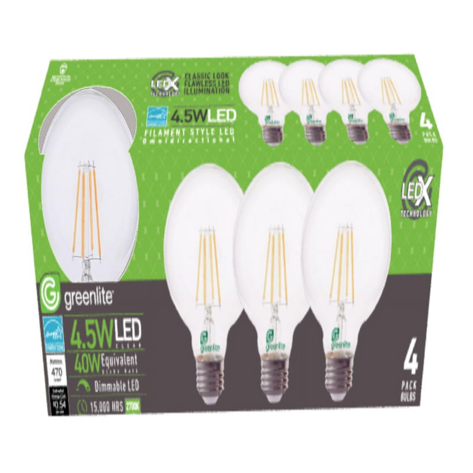 Greenlite G25 E26 (Medium) Filament LED Bulb Soft White 40 Watt