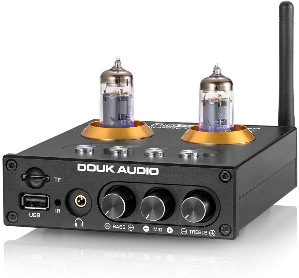 P6 Tube Preamp Preamplificatore Valvole Douk Audio P6 - Bluetooth 5.1, VU Meter, Per Cuffie E HiFi Equalizzatore Audio - Foto 5