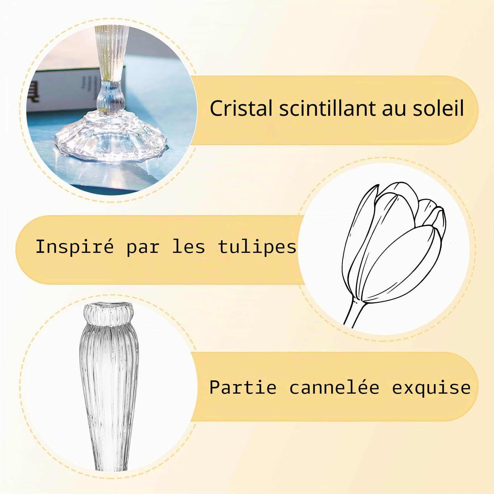 Romadedi Chandelier Bougeoir Verre Mariage - Lot de 4 Bougeoir Decoratif Transparent pour Noel Decoration Maison, Supports pour Bougies Coniques Centre de Table Salon Chambre 18cm