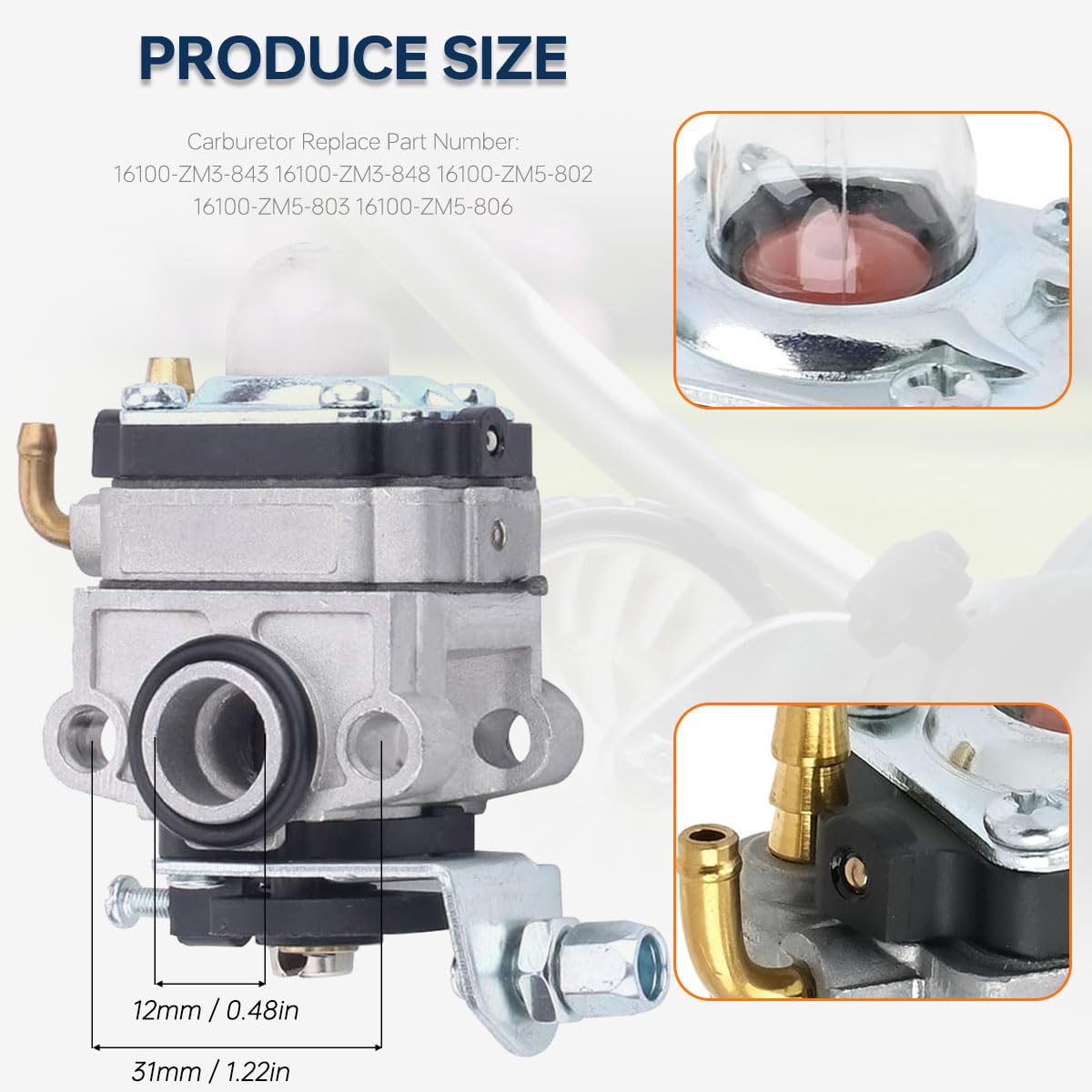 ZAMDOE FG100 GX31 Carburetor Compatible for Honda 4 Cycle Engine GX22 GX31 FG100 HHE31C HHT31S UMK431 UMK431K1 Tiller String Trimmer/Brush Cutter, Replace 16100-ZM5-803 16100-ZM5-A95 - Image 2