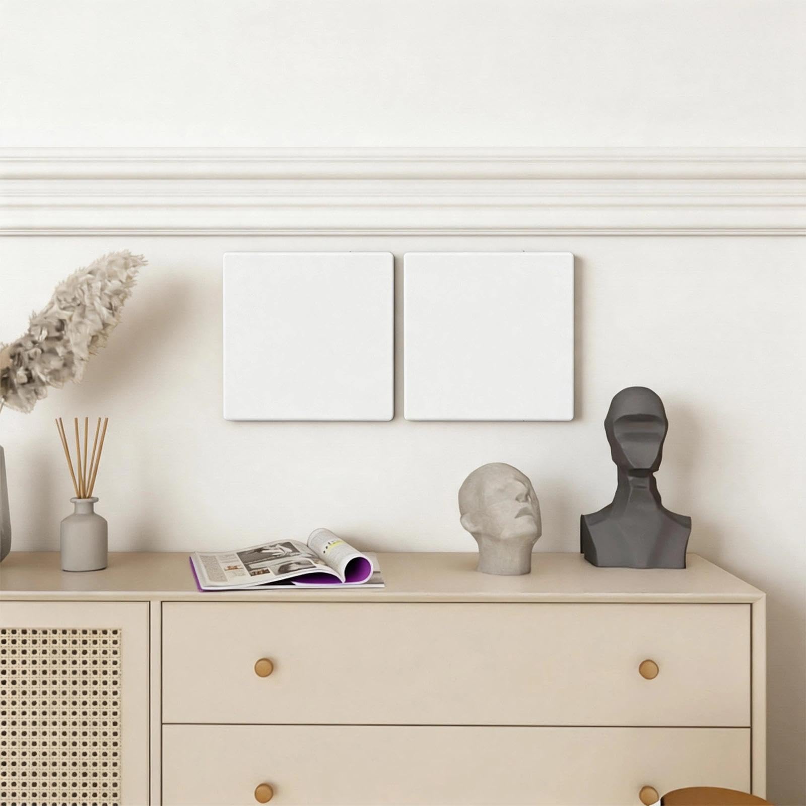 Cache Prise 8,6 x 8,6 cm Blanc ABS Plastique Montage sans Perçage pour Prises Inutilisées