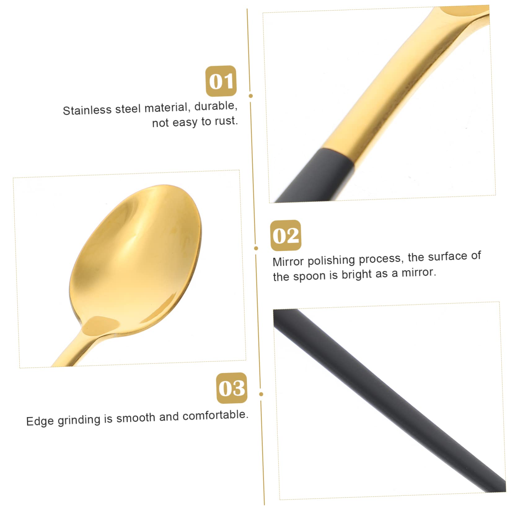 GRIRIW 304 Stainless Steel Long Handle Spoons Ice Cream Cocktail Stirrers Home Dessert Utensils Scratch Resistant