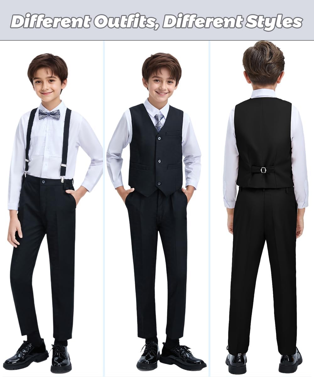 Suits for Boy Formal Slim Fit Vest Pants Set Wedding Tuxedo Boys Suit Ring Bearer Outfit - Image 4