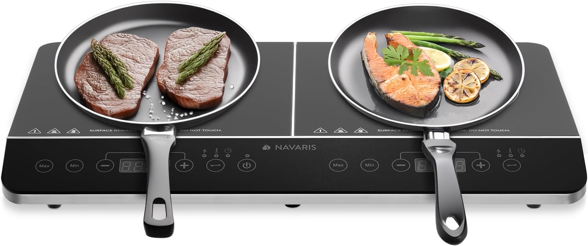 Double Induction Cooktop - Portable Dual Countertop Electric Stove Burner Cook-Top Hot Plate with 2 Hobs for Cooking - 24 x 14 x 3 Inches