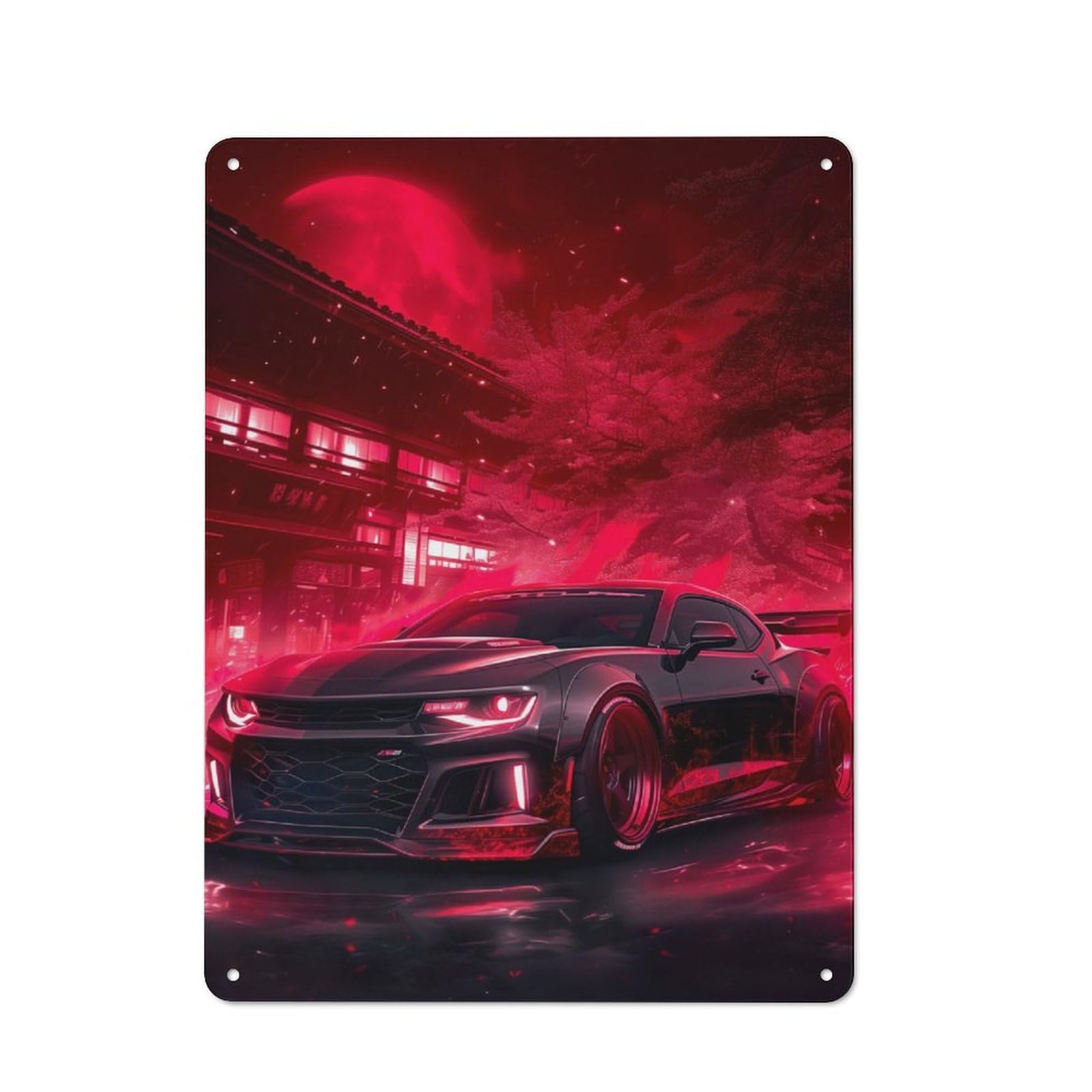 Junmoney Red Asian Supercar Retro Metal Wall Sign 40X30cm For Man Cave Or Games Room, A Housewarming Gift For Games Room Collectors
