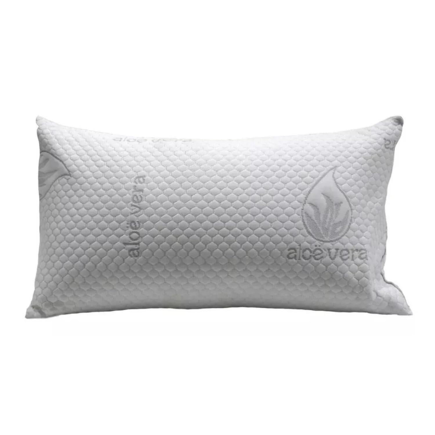 KROWN - Almohada de Copos de Viscoelástica con Aloe Vera, Fibra Hueca de Alta Recuperación, Tratamiento Antialérgico y Antiácaros, Gran Volumen, Todas Las Medidas (40 x 105 cm)