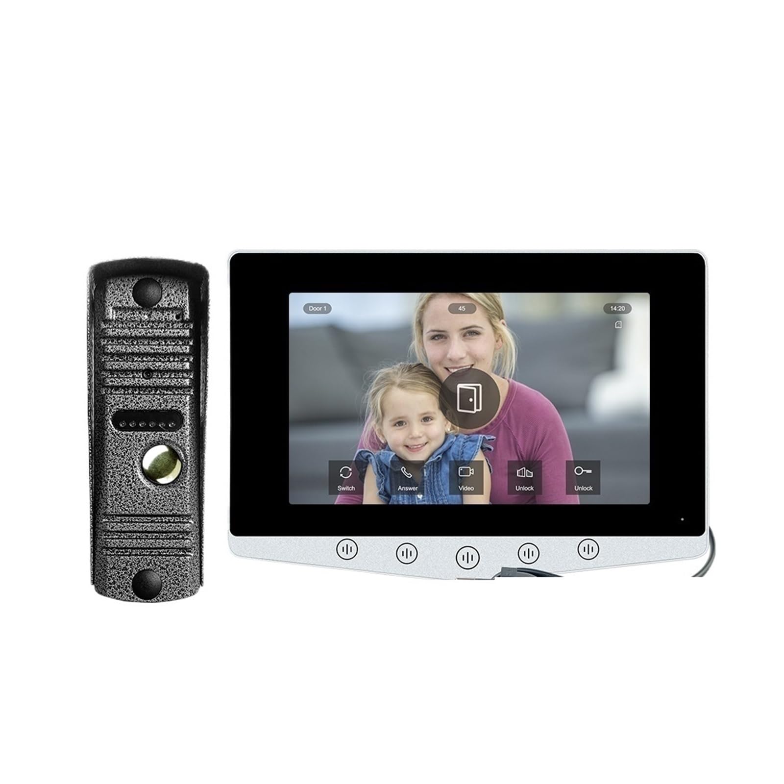 HVSYVVSRL Video Doorphone 4-Wire,Intercom With 1080P Doorbell, With Camera,7" Color IPS Display, 100° Wide View Two Way Audio