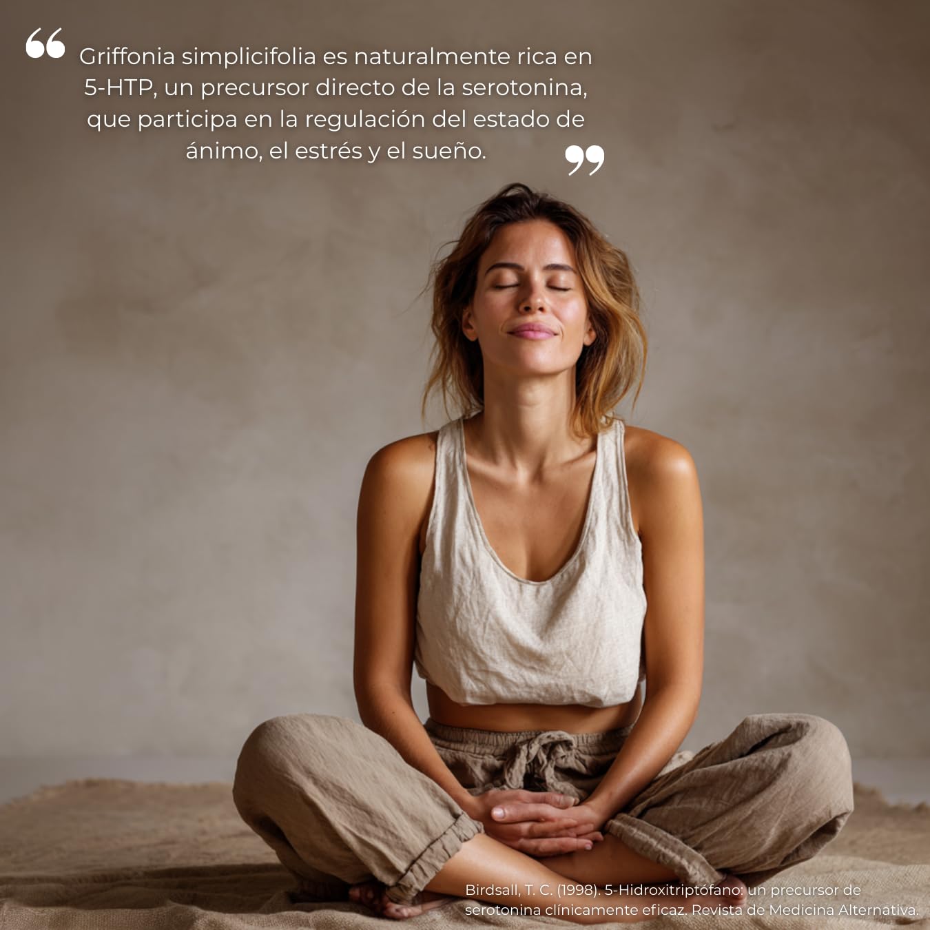 5-HTP (Griffonia Simplicifolia) Alta Concentración – Estado de Ánimo, Sueño y Estrés – Serotonina Natural – Cápsulas – Fabricado en Francia