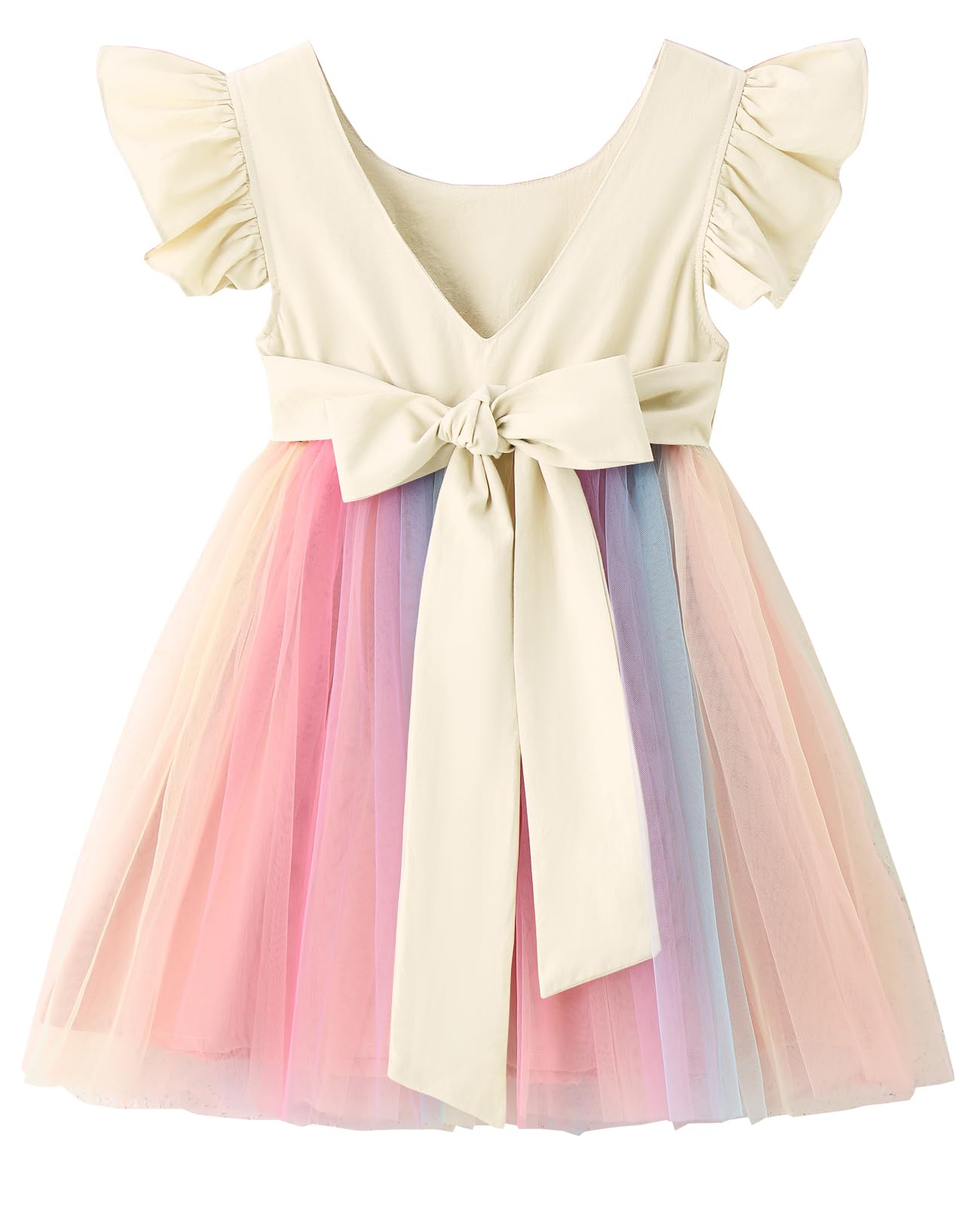 LYXIOF Toddler Baby Girl Tutu Tulle Dress Cotton Linen Ruffle Back Bowknot Princess Party Dresses