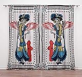 Timingila Rosa La Catrina, Flugel & Hydrant Behandlung Halloween Tur Raumstabtasche Leben Fenster Zimmertur Vorhange Schlafzimmer Drapiert 2 Panel- 54 X 108 Zoll Gedruckt Leben