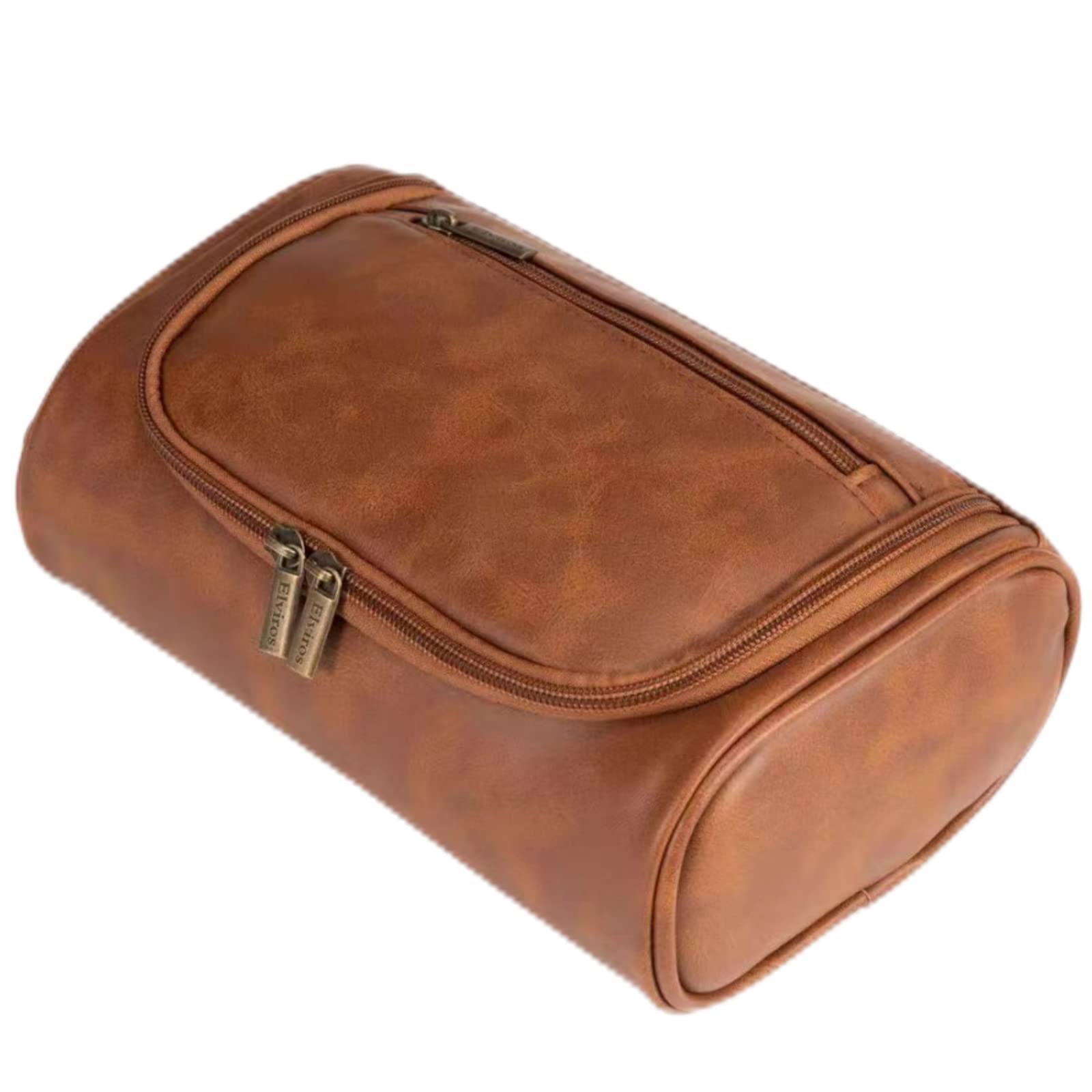 Shcnlery - Borsa Cosmetica Personalizzata Da Uomo, Kit Dopp Impermeabile, Durevole Ed Elegante, Organizer Da Viaggio Per Articoli Da Toeletta Essenziali Da Viaggio, Marrone Giallastro., Small-image