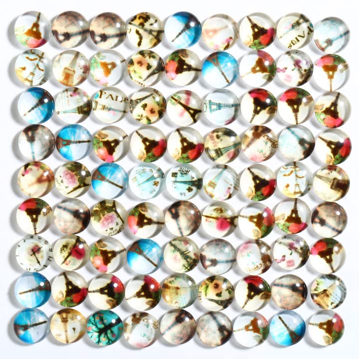 Naler 200pcs 10mm Glass Cabochons for Jewelry Making Mosaic Printed Glass cabochons Flatback Gemstones for Jewelry Making DIY Decoration